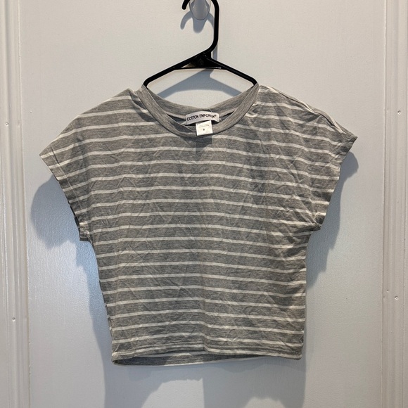 Cotton Emporium Gray and White Striped Tee - Picture 1 of 3